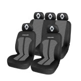 Set Huse Scaune Universale Premium Carguard Personalizate cu Renault &ndash; Negru/Gri