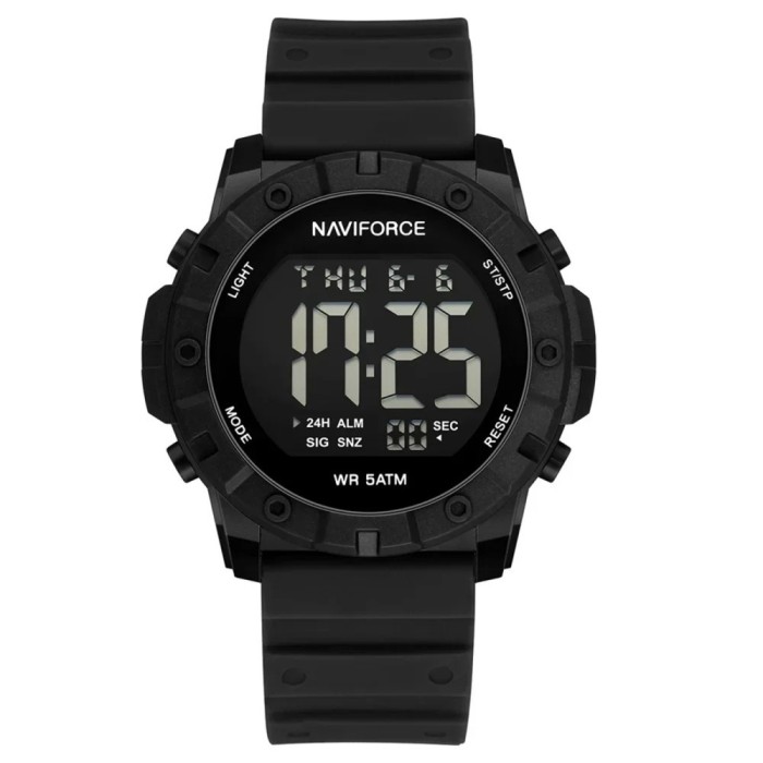 Ceas Barbati Naviforce 7110 Negru , Design Military, Functii Multiple, Alarma, Rezistent la Apa 5ATM