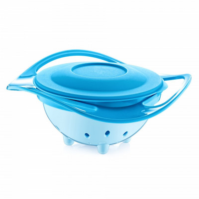 Bol multifunctional cu capac si rotire 360 grade BabyJem Amazing Bowl (Culoare: Bleu) foto
