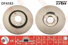 Disc frana PEUGEOT 3008 (2009 - 2016) TRW DF4183