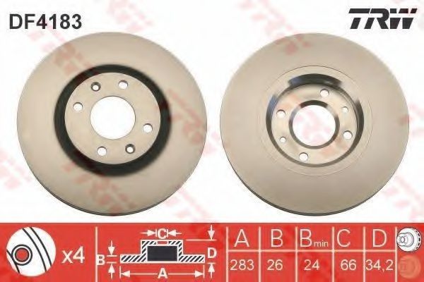 Disc frana CITROEN C5 I (DC) (2001 - 2004) TRW DF4183