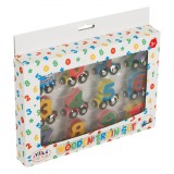 Tren Jucării Lemn, Set 12 Vagoane Magnetice, Multicolor, 3+ Ani