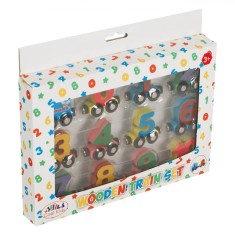 Tren Jucării Lemn, Set 12 Vagoane Magnetice, Multicolor, 3+ Ani