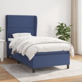 Cumpara ieftin Pat box spring cu saltea, albastru, 90x200 cm, textil