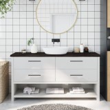 vidaXL Blat de baie, maro &icirc;nchis, 160x40x(2-4) cm, lemn masiv tratat