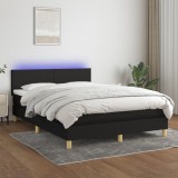 Cumpara ieftin Pat cu arcuri, saltea și LED, negru, 140x200 cm, textil