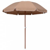 Umbrelă de soare cu st&acirc;lp din oțel, gri taupe, 240 cm, vidaXL