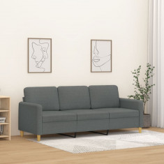 Canapea cu 3 locuri, gri inchis, 180 cm, material textil foto