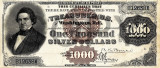 1000 dolari 1880 Reproducere Bancnota USD , Dimensiune reala 1:1