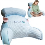 Pern&Auml; cozyback, suport lombar &Egrave;i sp&Auml;tar pentru pat, material moale din plus, model elefant, 60x40 cm, albastru