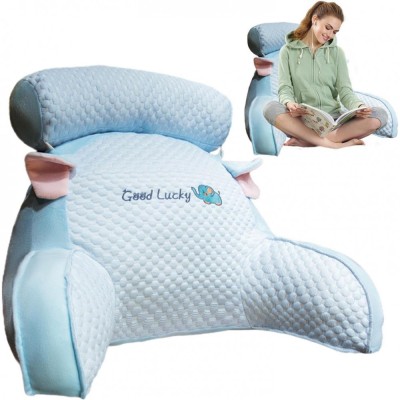 Pern&amp;Auml; cozyback, suport lombar &amp;Egrave;i sp&amp;Auml;tar pentru pat, material moale din plus, model elefant, 60x40 cm, albastru foto