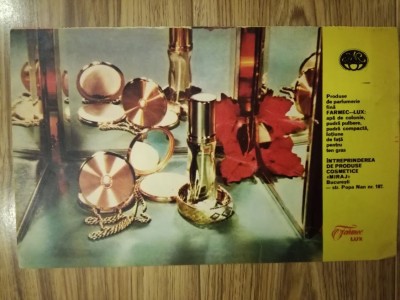 1974, Reclamă FARMEC LUX, 17 x 24 cm, parfumerie, &amp;Icirc;ntreprinderea MIRAJ Bucuresti foto
