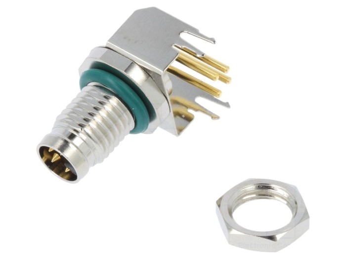 Conector M8 tată 4 pini 90&deg; PCB