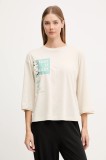 United Colors of Benetton longsleeve de pijama culoarea bej, 3Y5E3M07S