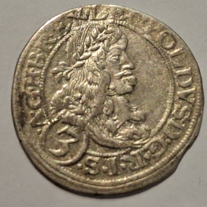 Austria 3 kreuzer 1664 Viena argint Leonard l CA( A.Cetto)