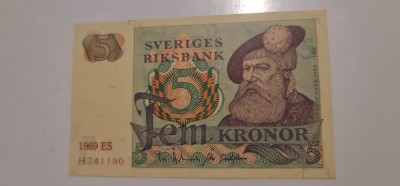 Suedia - 5 koroane 1969 - UNC. foto