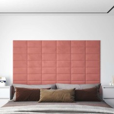 vidaXL Panouri de perete, 12 buc., roz, 30x15 cm, catifea, 0,54 m&sup2; 343782