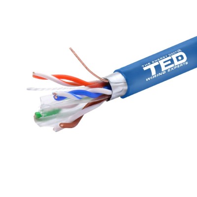 Cablu FTP cat.6 cupru integral 0,51 albastru rola 305ml TED Wire Expert TED002426 SafetyGuard Surveillance foto