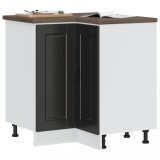 vidaXL Dulap Bază Colț Bucătărie Porto, Negru, Lemn, 75.5x75.5x81.5cm, Ajustabil, Depozitare