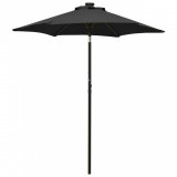 Umbrelă de soare cu lumini LED, negru, 200x211 cm, aluminiu, vidaXL