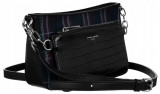 Women&#039;s Checked and Crocodile Leather Patterned Letterbag, Negru, Marime universala