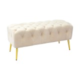 Cumpara ieftin Bancuta catifea bej 100 x 42 x 45 cm