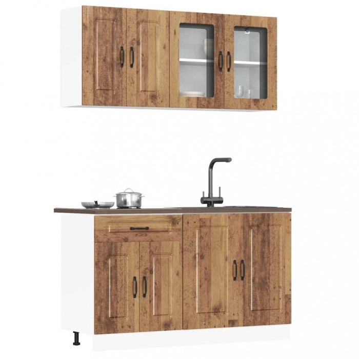 Set de dulapuri de bucătărie 4 piese &bdquo;Kalmar&rdquo; Lemn vechi lemn