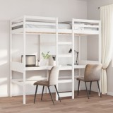 VidaXL Cadru pat supraetajat fără saltea alb 80x200 cm lemn masiv pin