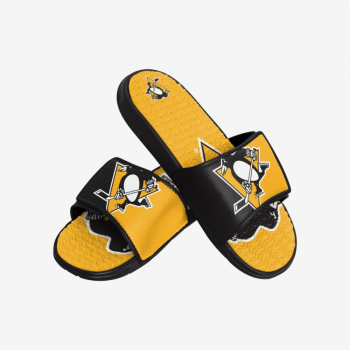 Pittsburgh Penguins papuci de bărbați Colorblock Slipper - S = 39-41 EU