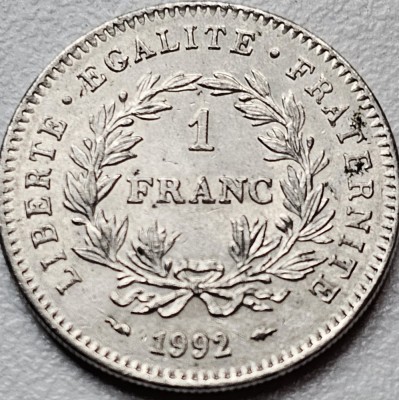 1 Franc 1992 Franta,200th Anniversary of the First French Republic, km#1004.1 foto