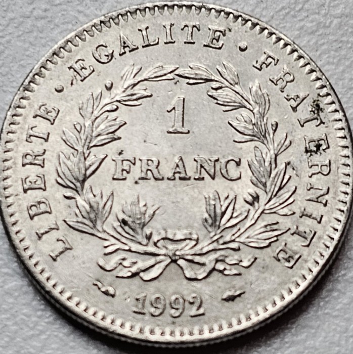 1 Franc 1992 Franta,200th Anniversary of the First French Republic, km#1004.1