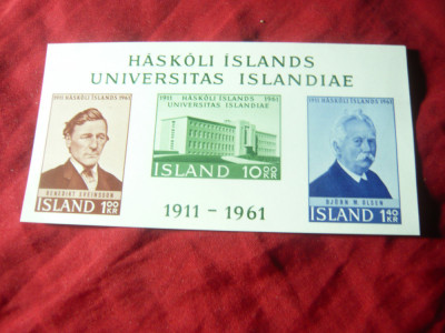 Bloc Islanda 1961 - 50 Ani Universitatea , nedantelat foto