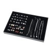 Tava Expunere Bijuterii Catifea Neagra/Gri, 34.5x24.5cm, Inele, Cercei, Bratari - Organizator Cutie Bijuterii