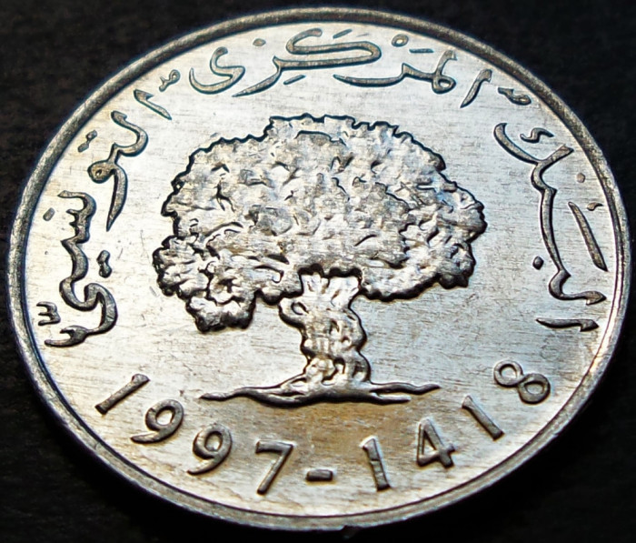Moneda exotica comemorativa 5 MILLIEMES - TUNISIA, anul 1997 * cod 700