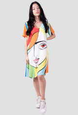 Rochie midi de vara cu imprimeu multicolor foto