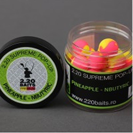Pop Up 2.20 Baits Supreme, Galben - Roz, Pineapple &amp; N&#039;Butyric, 16mm, 100ml