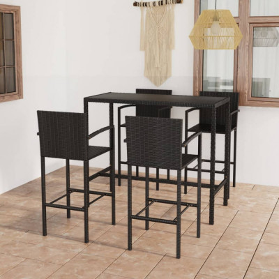 Set mobilier bar de gradina, 5 piese, negru, poliratan GartenMobel Dekor foto