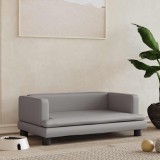 VidaXL Pat de c&acirc;ini, gri, 80x45x30 cm, piele ecologică