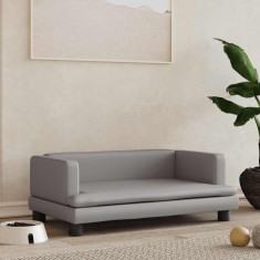vidaXL Pat de c&acirc;ini, gri, 80x45x30 cm, piele ecologică