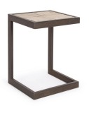 Cumpara ieftin Taburet din fier maro cu sezut lemn natur Blocks 36x32x47 cm