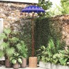VidaXL Parasol Balinez albastru (90-100) x 260 cm Bumbac și lemn masiv 42006465