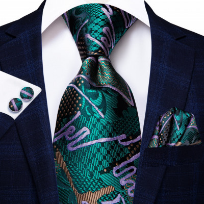 Set cravata + batista + butoni - matase, tesatura Jaquard - model 54 foto