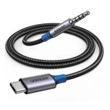 CABLU AUDIO Ugreen, &quot;CM734&quot; 1 x USB Type-C (T) la 1 x Jack 3.5mm (T), lungime cablu 1m, 24bit/96KHz, braided, negru &quot;35056&quot; (timbru verde 0.18 lei) -