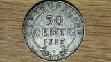 Newfoundland Canada -moneda argint 925- 50 cents 1917 C -raritate stare f buna!