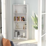 Cumpara ieftin Bibliotecă cu 4 rafturi, alb, 60x24x142 cm, lemn prelucrat