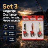 Set 3 Lingurițe Oscilante pentru Pescuit, Model Alungit