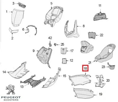 Carena laterala dreapta spate originala Peugeot Vivacity 3 L &amp;acirc;&amp;euro;&amp;ldquo; Vivacity 3 L Sportline 2T - Vivacity 3L 4T 50cc (alba) foto