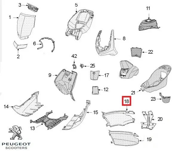 Carena laterala dreapta spate originala Peugeot Vivacity 3 L &acirc;&euro;&ldquo; Vivacity 3 L Sportline 2T - Vivacity 3L 4T 50cc (alba)