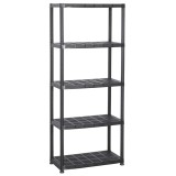 Cumpara ieftin Raft de depozitare cu 5 polite, negru, 71x38x170 cm, plastic