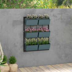 Outsunny Jardiniera de perete pe 3 nivele cu 6 ghivece pentru interior si exterior, Jardiniera cu montare pe perete cu 6 ghivece, pentru legume, flori